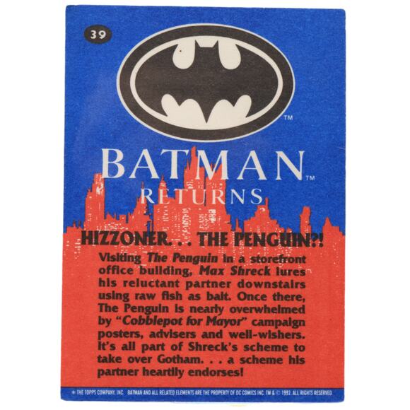1992 Topps Batman Returns #39 Hizzoner The Penguin Trading Card - Picture 2 of 2